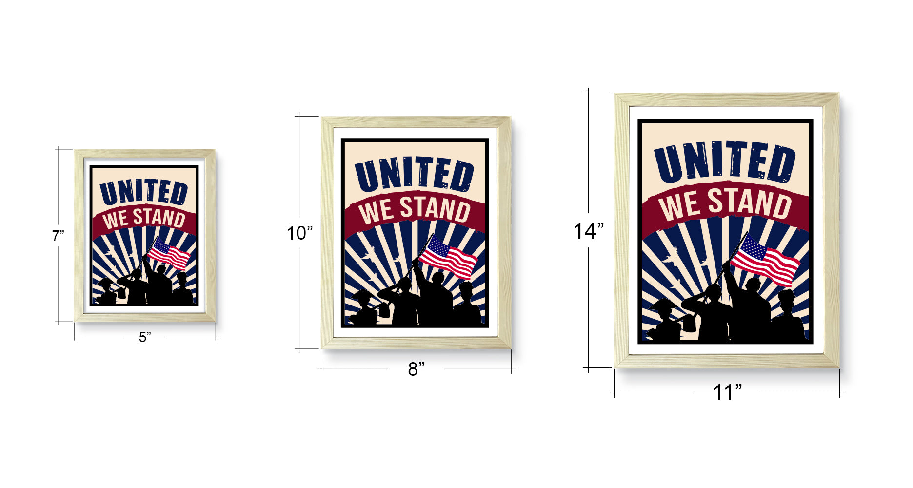 Designs ByLITA United We Stand, Wall Print Art | USA Patriotic Decoration (Unframed or Framed)