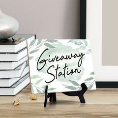 Signs ByLITA Giveaway Station Wedding Decoration Table Sign with Acrylic Stand (6x8“)