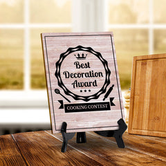 Signs ByLITA Best Decoration Award Cooking Contest, Table Sign with Acrylic Stand (6 x 8“)