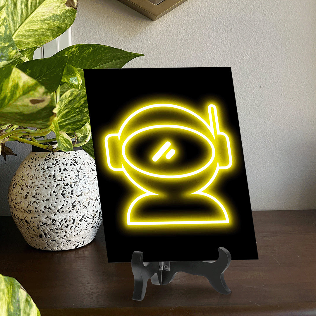 Astronaut Neon Graphic Style Table Sign With Acrylic Easel | Live Streamer Gaming Themed Decoration