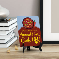 Signs ByLITA Welcome to the Annual Chili Cook-Off! Table Sign with Acrylic Stand (6x8“)