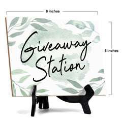 Signs ByLITA Giveaway Station Wedding Decoration Table Sign with Acrylic Stand (6x8“)