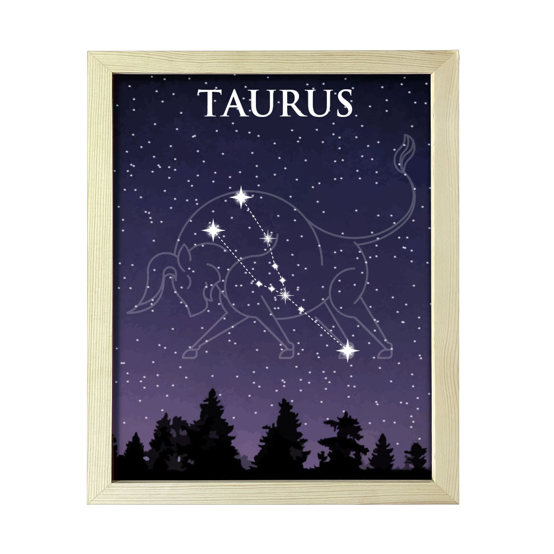 Designs ByLITA Taurus Zodiac Sign Night Sky, Wall Print Art | Home and Office Decor | Astrology Star Sign Bedroom Decoration | Perfect Gift