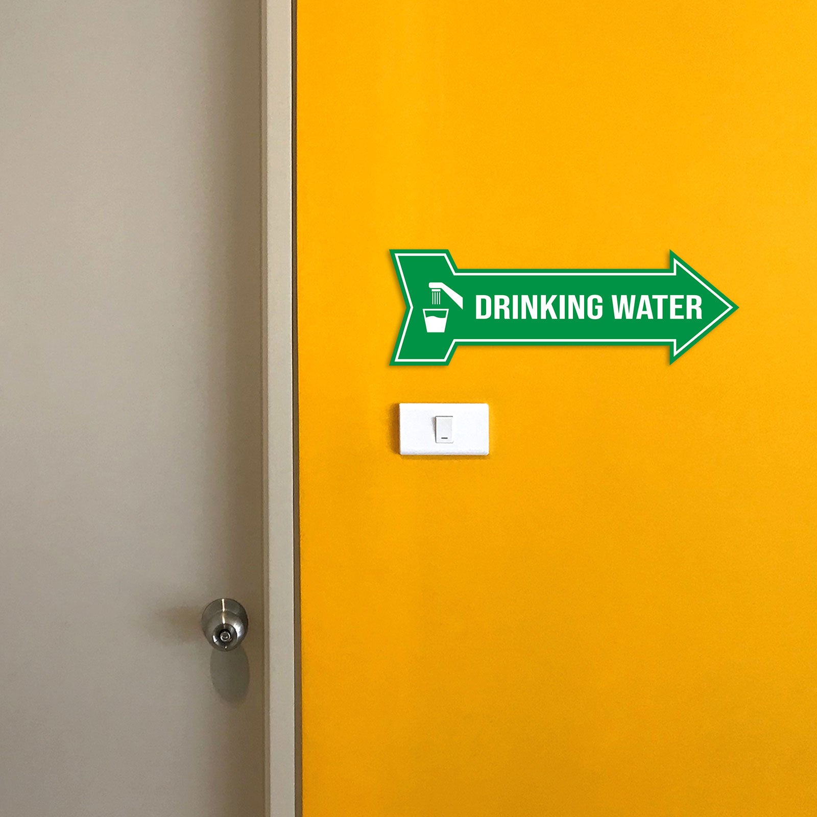 Arrow Shape Drinking Water 12x4" Wall or Door Sign | Public Signage