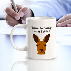 Time to Jump for a Coffee Kangaroo 11oz Plastic/Ceramic Coffee Mug | Funny Animal Mugs
