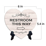 Signs ByLITA Heart Restroom This Way, Wood Color, Table Sign (6"x5")
