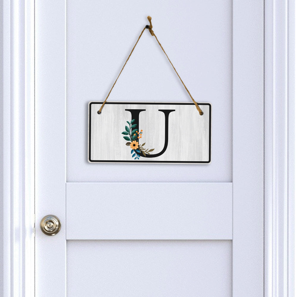 U Flower Decor 5x10 Hanging Wall or Door Sign | Alphabet Letter Room Decoration