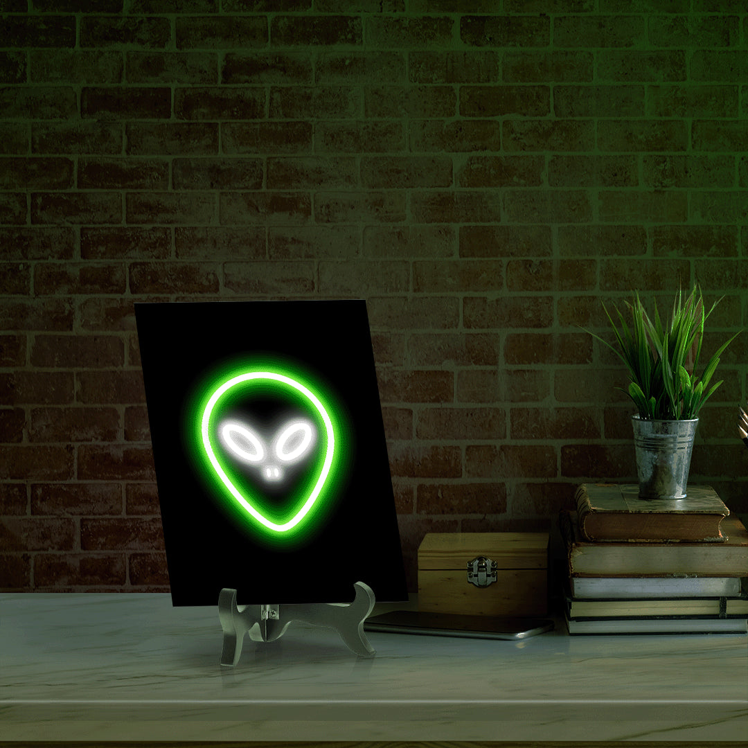 Ovni Neon Graphic Style Table Sign with Acrylic Stand (6x8“) | Live Streamer Gaming Themed Decoration