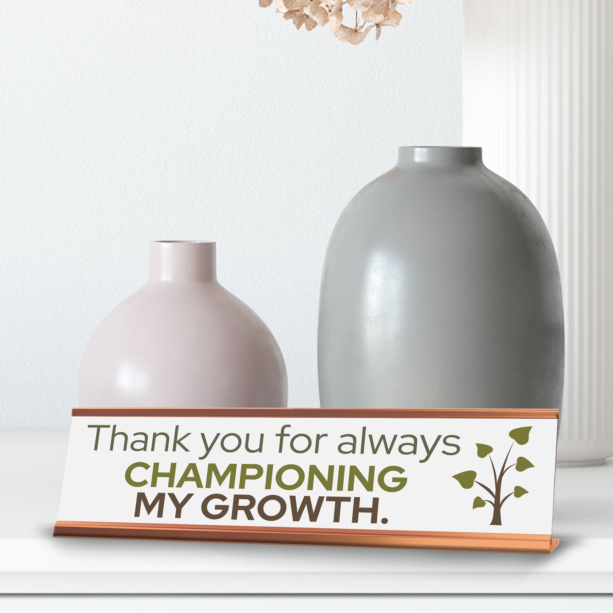 Signs ByLITA Thank You For Always Championing My Growth Gold Frame Desk Sign (2x8?)