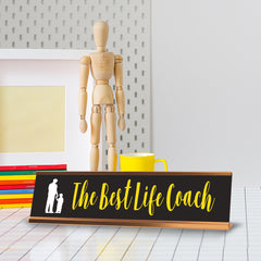 Signs ByLITA The Best Life Coach Gold Frame, Desk Sign (2x8")