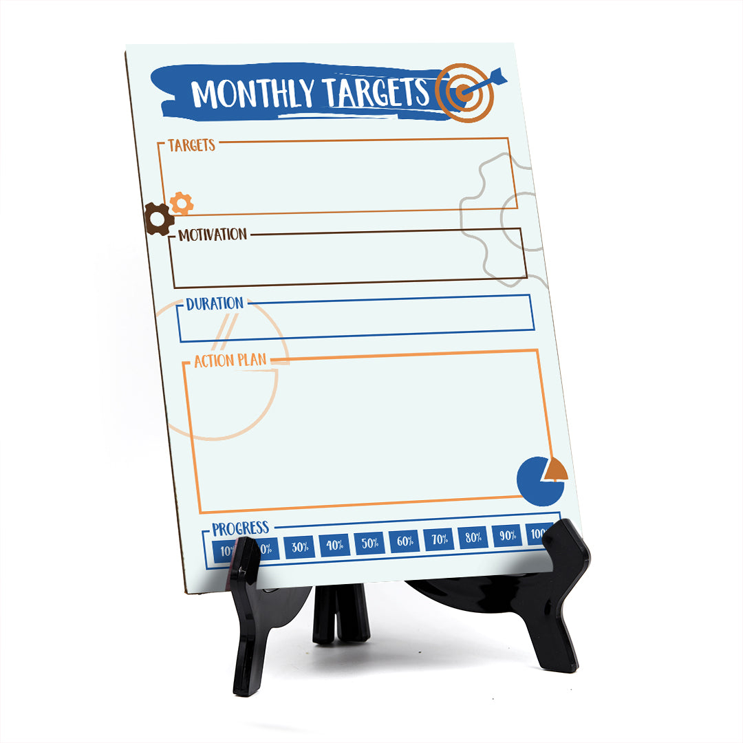 Monthly Targets Dry Wipe Liquid Chalk Table Sign (6x8") Easy Installation | Restaurant & Bar | Customer Input | No Pen Included