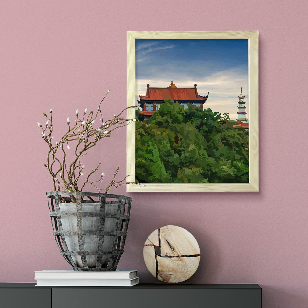 Designs ByLITA Oriental Treetop Temple, Wall Print Art | Old Masterpieces | Stylish Modern Decoration For The Home and Office
