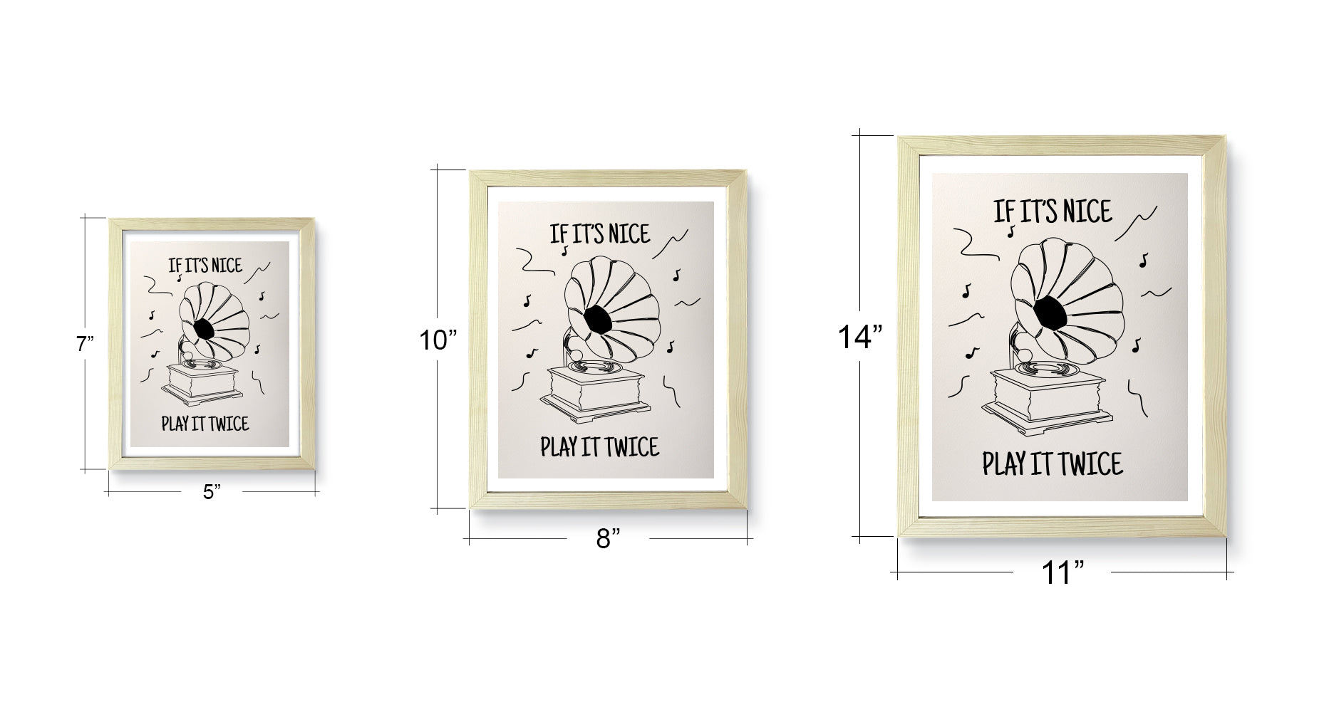 Designs ByLITA If It's Nice Play It Twice, Wall Print Art | Retro Living Room Decoration