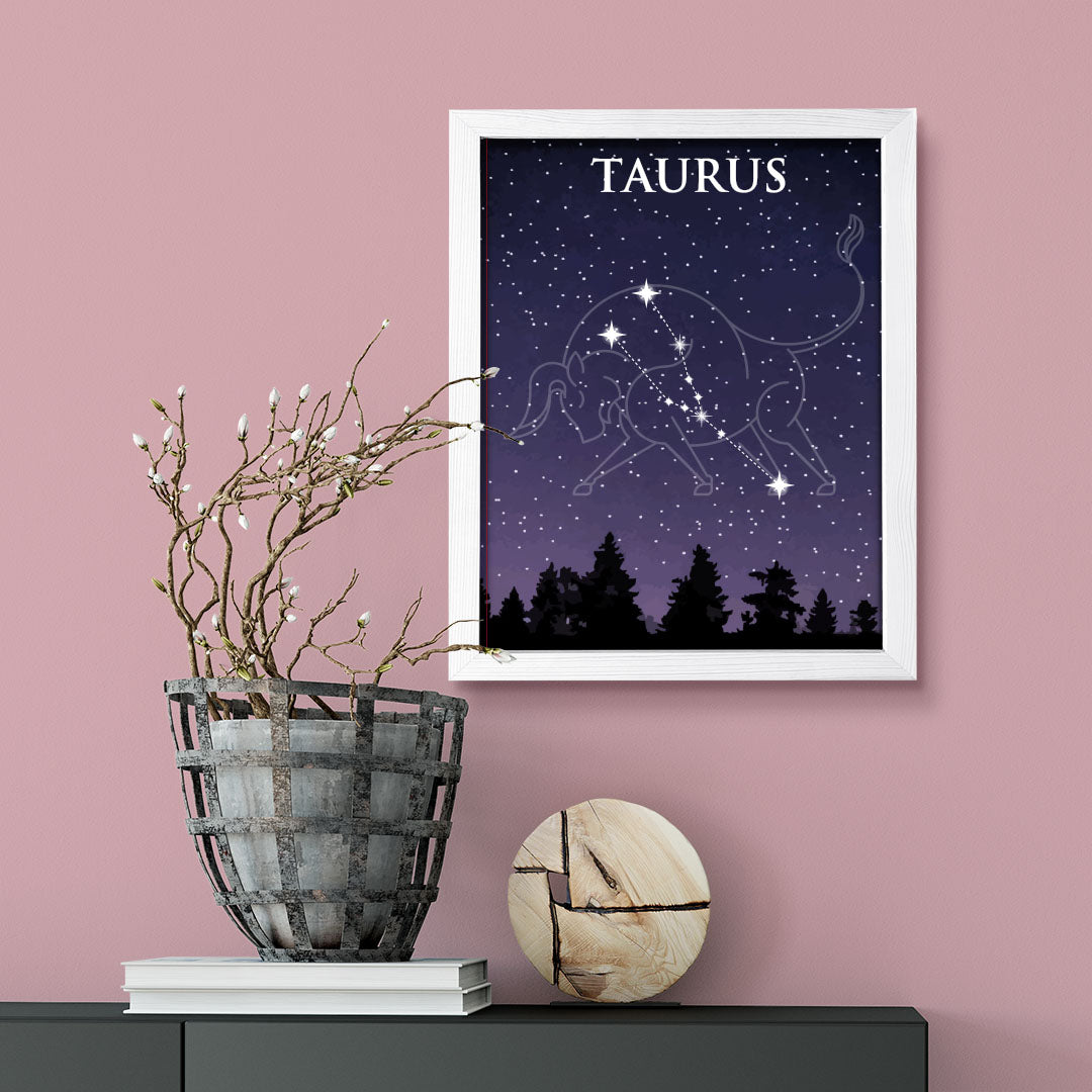 Designs ByLITA Taurus Zodiac Sign Night Sky, Wall Print Art | Home and Office Decor | Astrology Star Sign Bedroom Decoration | Perfect Gift