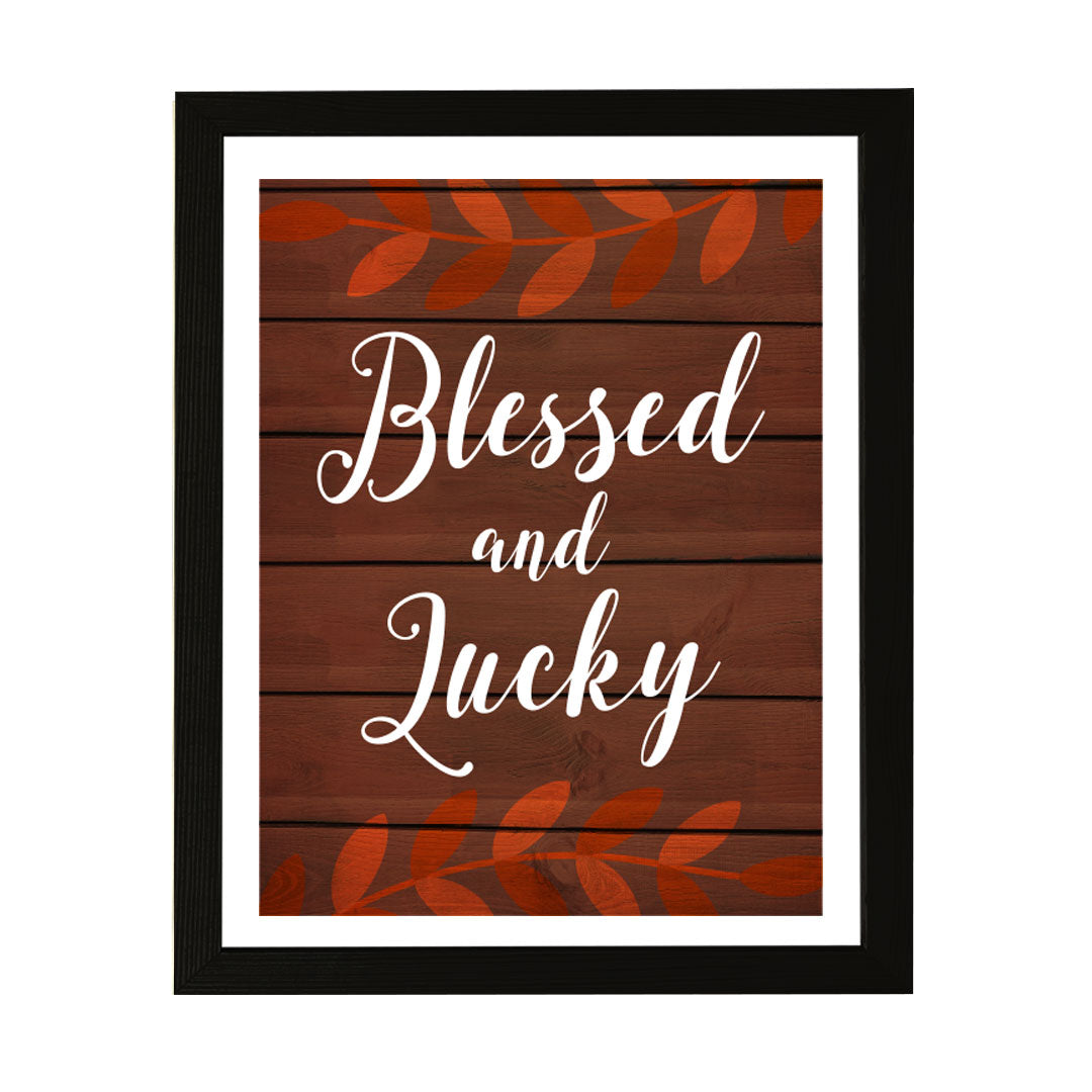 Designs ByLITA Blessed And Lucky, Framed Wall Art Print | Religious Church & Home Decor