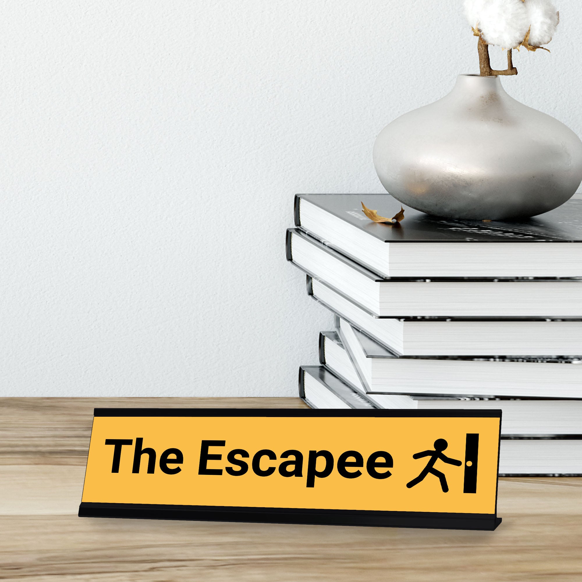 The Escapee, Running Black Frame, Desk Sign (2x8)