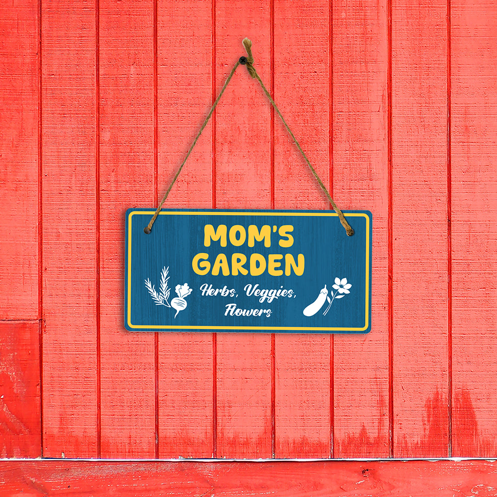 Mom's Garden Herbs, Veggies, Flowers 5x10 Hanging Plus Wall or Door Sign | Home Decor