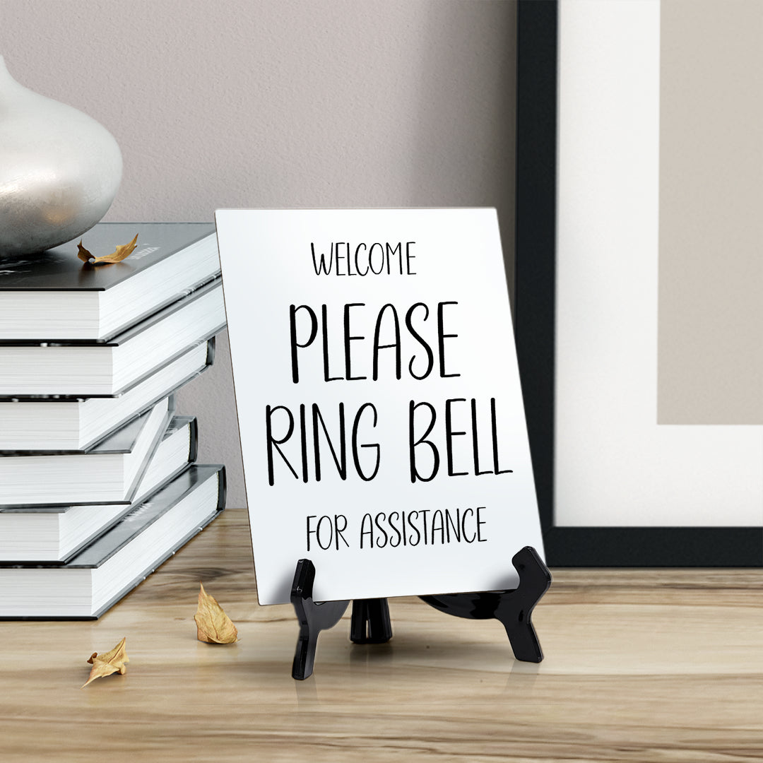Welcome Please Ring Bell For Assistance 6" x 8" Table Sign