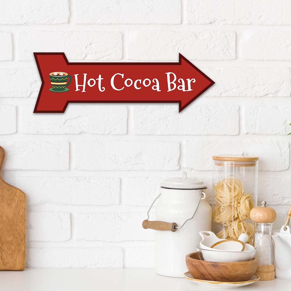 Arrow Shape Plus Hot Cocoa Bar 12x4" Wall or Door Sign | Christmas Holiday Decoration