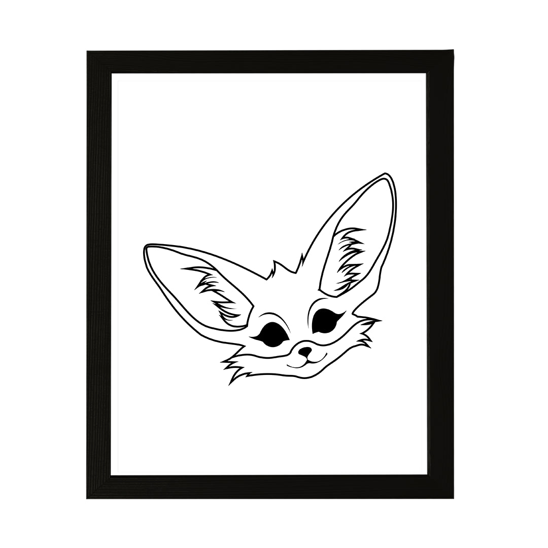 Designs ByLITA Fennec Fox Outlined version, Wall Print Animals Art | Family Presents | Bedroom | Stylish Kindergarten Decor