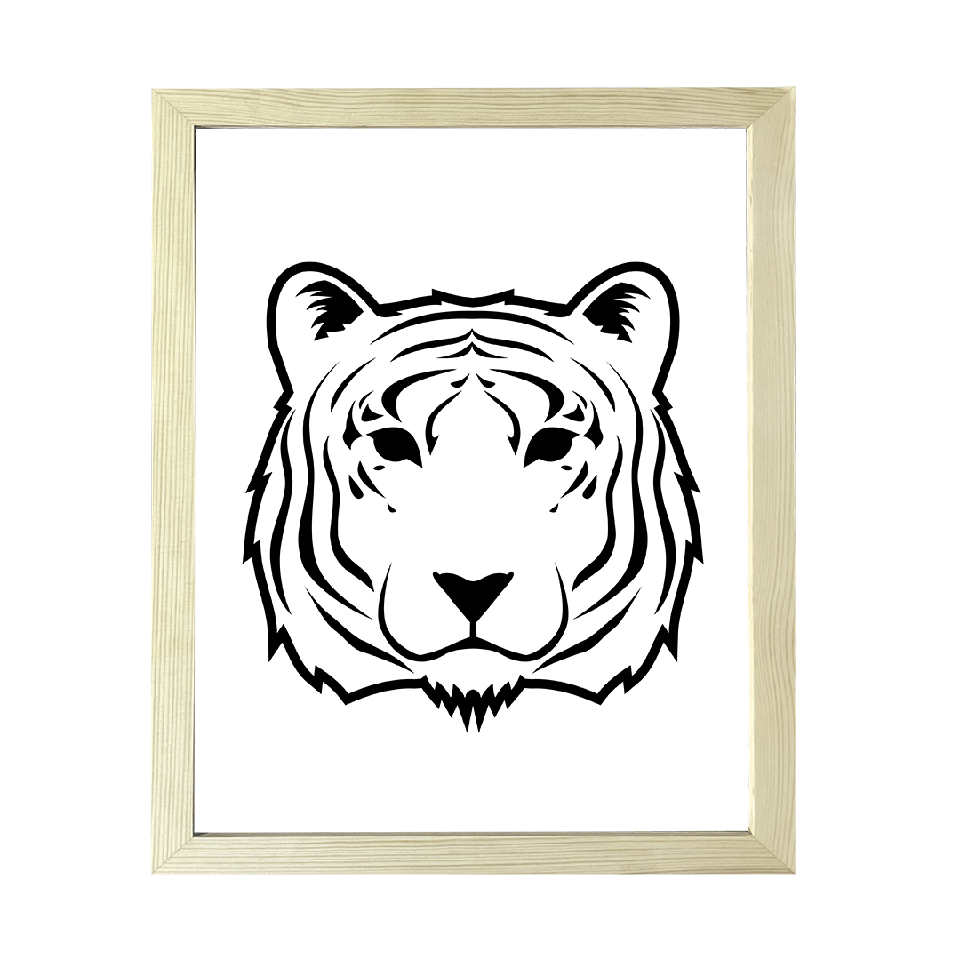 Designs ByLITA Tiger Outlined version, Wall Print Animals Art | Family Presents | Bedroom | Stylish Kindergarten Decor