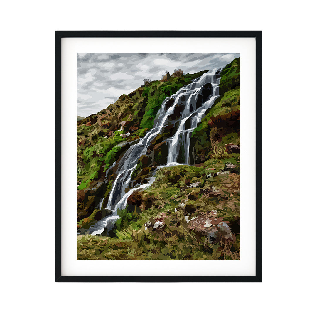 Designs ByLITA Highland Hillside Waterfall, Wall Print Art | Beautiful Flowers | Stylish Modern Decoration For The Home and Office