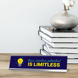 Signs ByLITA Your Creative Potential Is Limitless, Silver Frame Desk Sign (2x8")