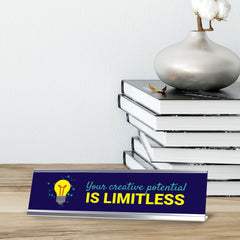 Signs ByLITA Your Creative Potential Is Limitless, Silver Frame Desk Sign (2x8")