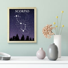 Designs ByLITA Scorpio Zodiac Sign Night Sky, Wall Print Art | Home and Office Decor | Astrology Star Sign Bedroom Decoration | Perfect Gift