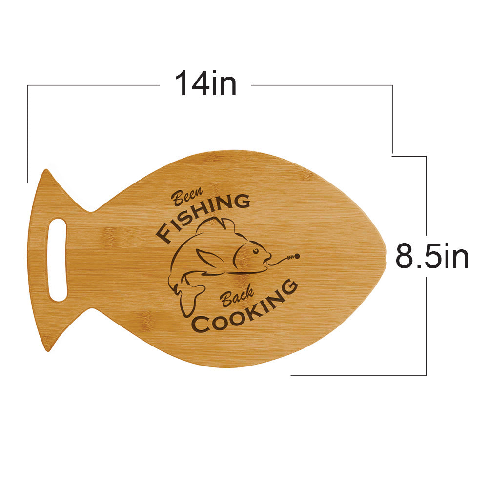 Designs ByLITA Been Fishing Back Cooking 14 x 8.5" Fish Shape Cutting Board | Kitchen Chopping Board