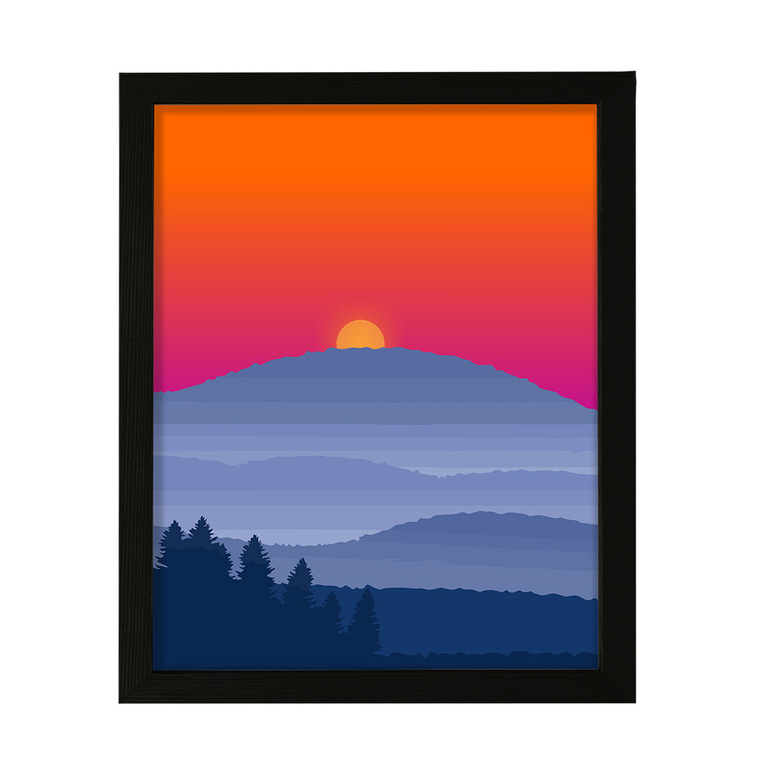 Designs ByLITA Blue Ridge Mountain Sunset, Wall Print Art | Beautiful Flowers | Stylish Modern Decoration For The Home and Office