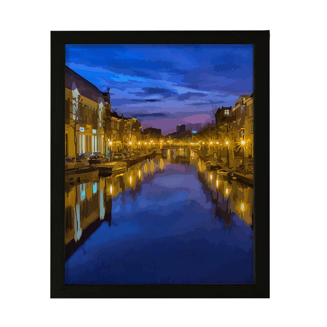 Designs ByLITA Misty Moonlit Canal, Wall Print Art | Old Masterpieces | Stylish Modern Decoration For The Home and Office