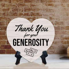 Signs ByLITA Heart Thank You for Your Generosity Wood Color, Table Sign [6 x 5"]