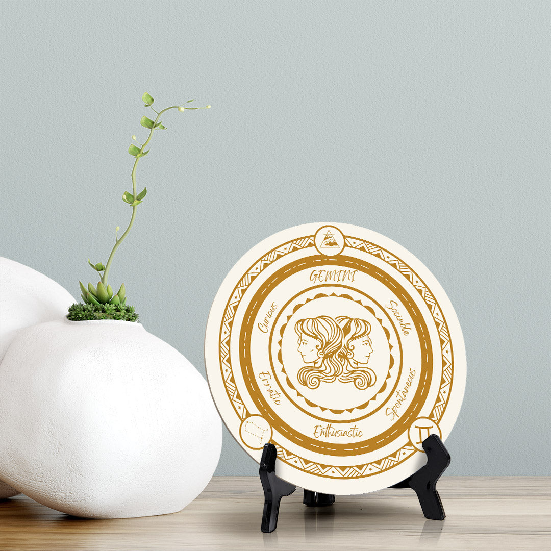 Gemini Zodiac Circle Table Sign (5x5")