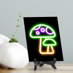Mushroom Neon Graphic Style Table Sign with Acrylic Stand (6x8“) | Live Streamer Gaming Themed Decoration