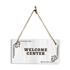 Welcome Center 5x10 Hanging Plus Wall or Door Sign | Religious Rustic Wood Sign