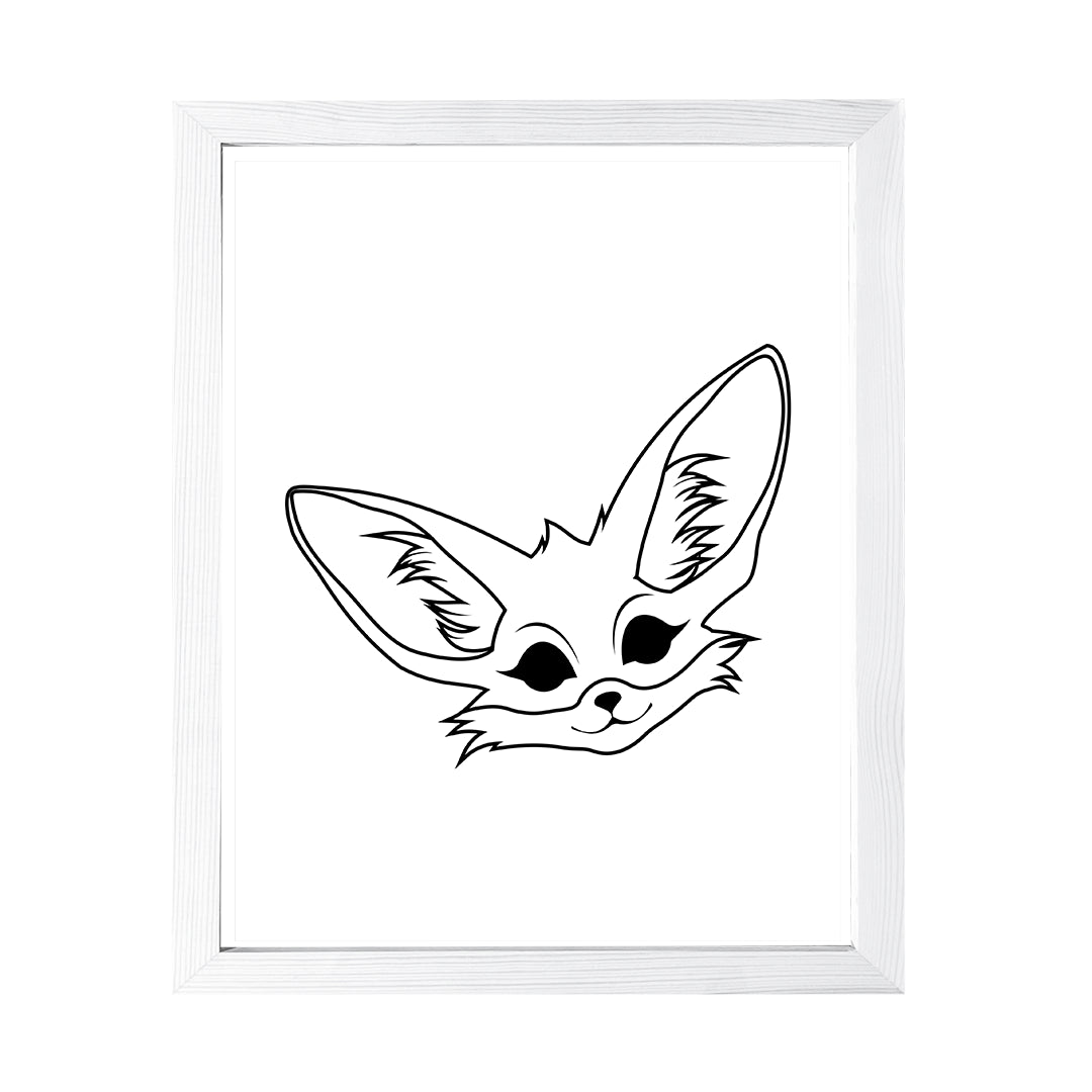 Designs ByLITA Fennec Fox Outlined version, Wall Print Animals Art | Family Presents | Bedroom | Stylish Kindergarten Decor