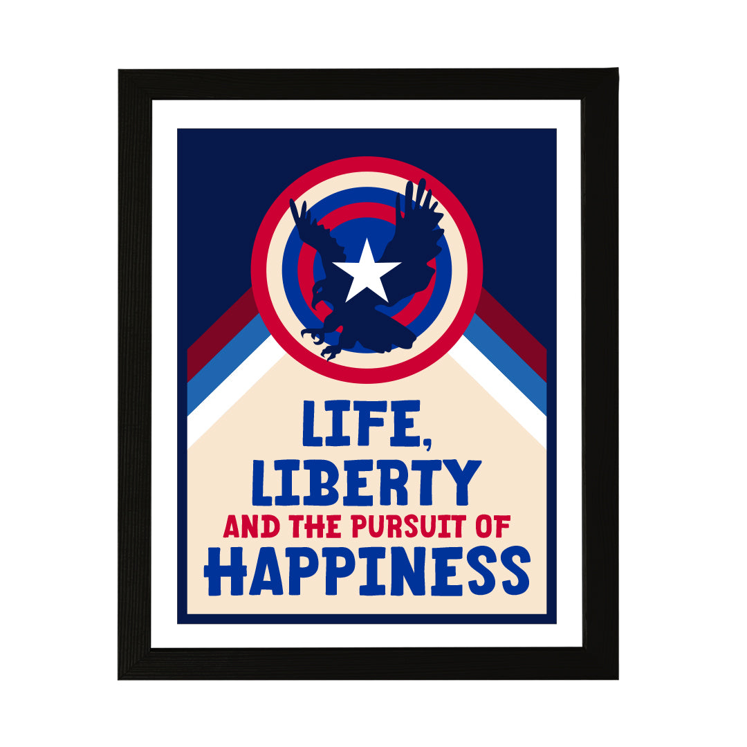 Designs ByLITA Life, Liberty and The Pursuit of Happiness, Wall Print Art | USA Patriotic Decoration (Unframed or Framed)