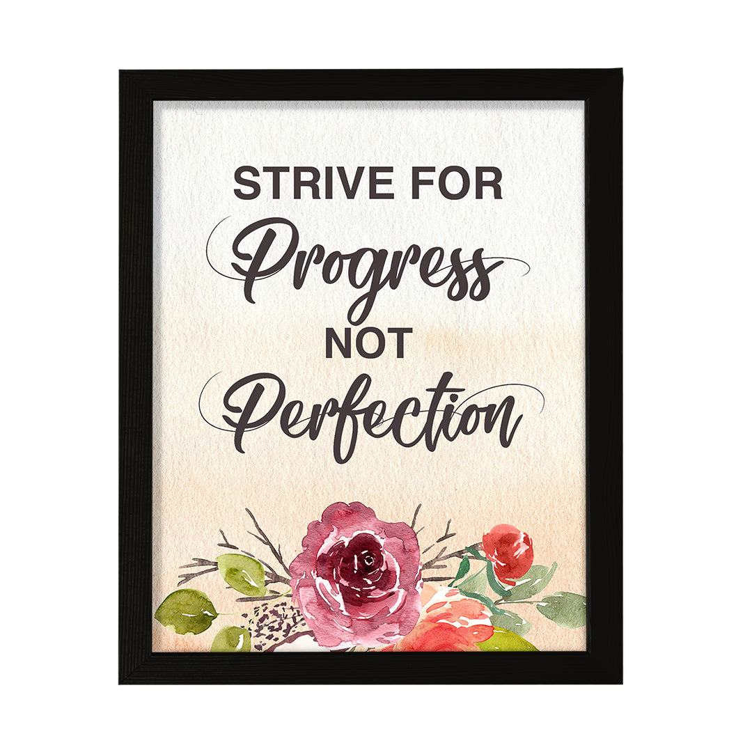Strive for progress not perfection, Watercolor Framed Kitchen Wall Art