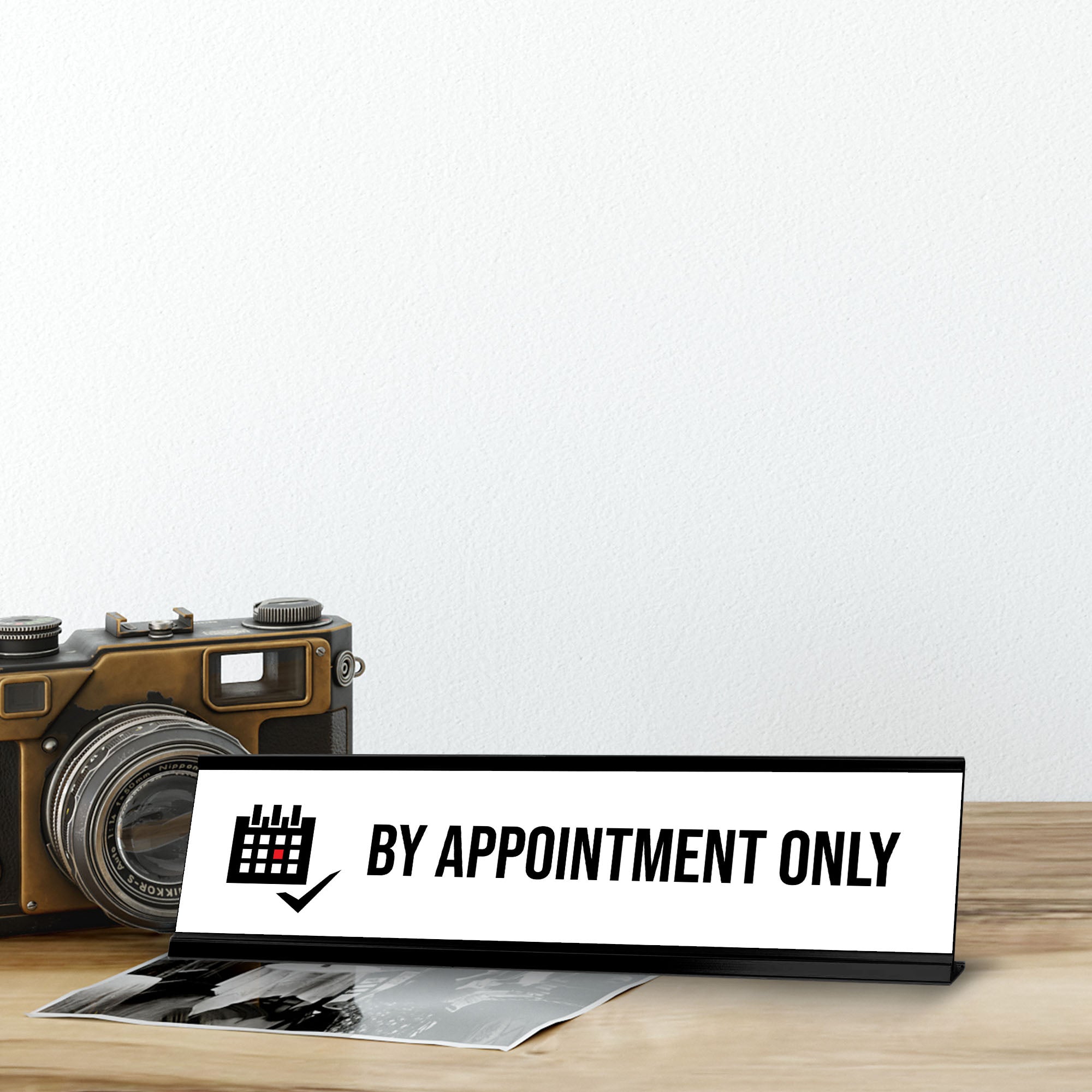 By Appointment only, Calendar Black Frame, Desk Sign(2x8")
