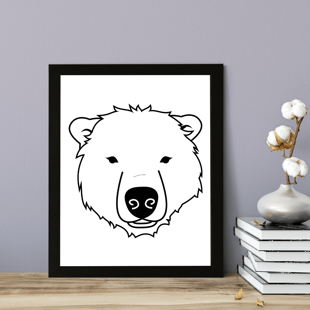 Designs ByLITA Polar Bear Outlined version, Wall Print Animals Art | Family Presents | Bedroom | Stylish Kindergarten Decor