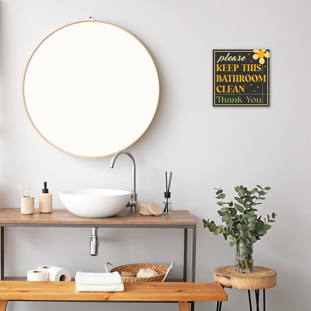 Square Plus Please Keep This Bathroom Clean Thank You Wall or Door Sign | Public Restrooms Signage