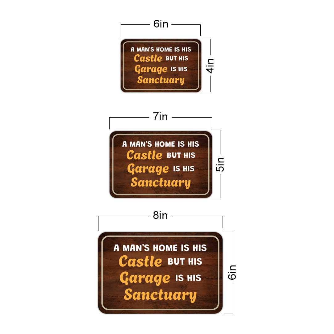 Classic Framed Plus A Man's Home Is His Castle But His Garage Is His Sanctuary Door or Wall Sign | Home Decor