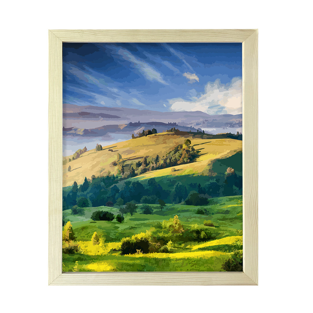 Misty Mountain Morning, Framed Print Sign Easy Installation | Countryside Beauty | Stylish Modern Decoration For The Home and Office