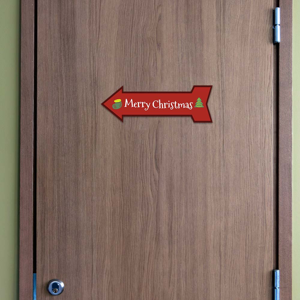 Arrow Shape Merry Christmas 12x4" Wall or Door Sign | Holiday Decoration