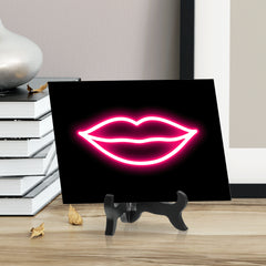 Kiss Neon Graphic Style Table Sign with Acrylic Stand (6x8“) | Live Streamer Gaming Themed Decoration