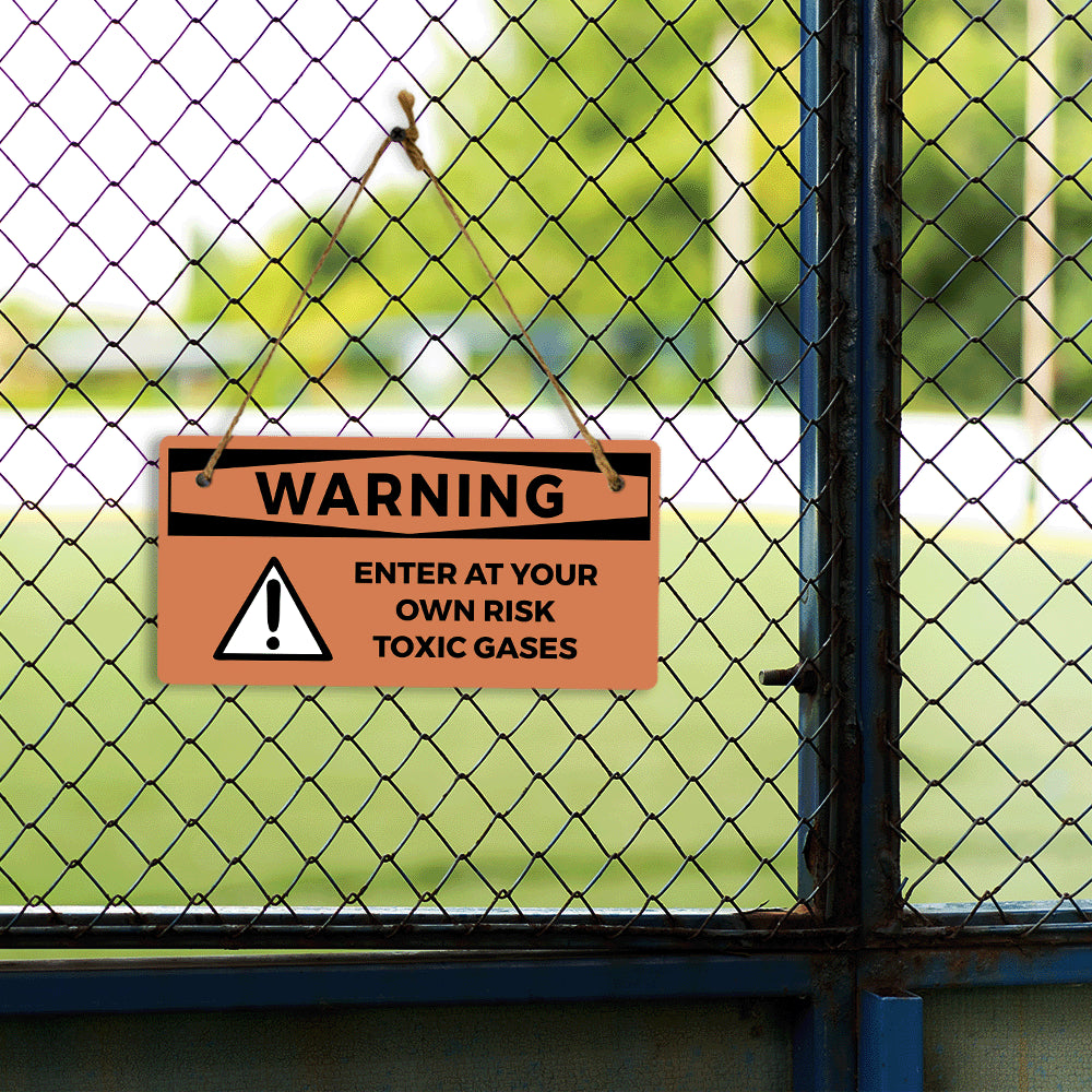 Warning Enter At Your Own Risk Toxic Gases 5" x 10" Hanging Wall or Door Sign | Safety Signs