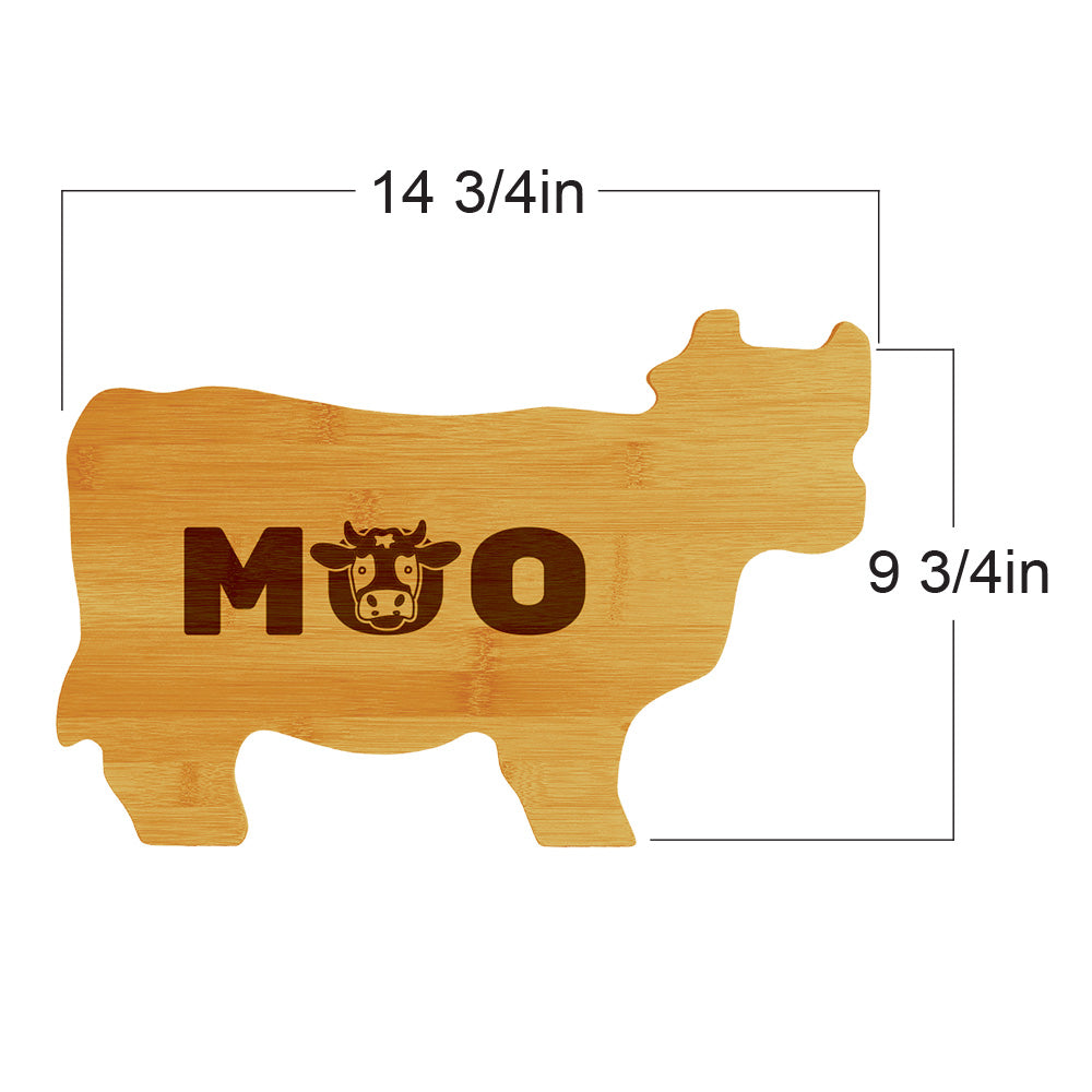 Moo 14.75 x 9.75" Cow Shape Cutting Board | Funny Kitchen Chopping Board