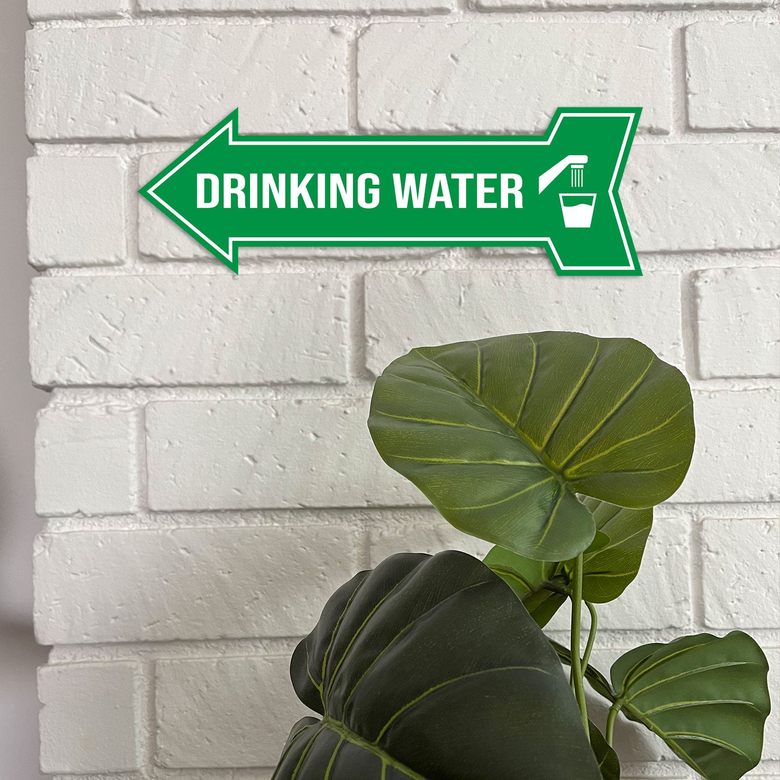 Arrow Shape Drinking Water 12x4" Wall or Door Sign | Public Signage