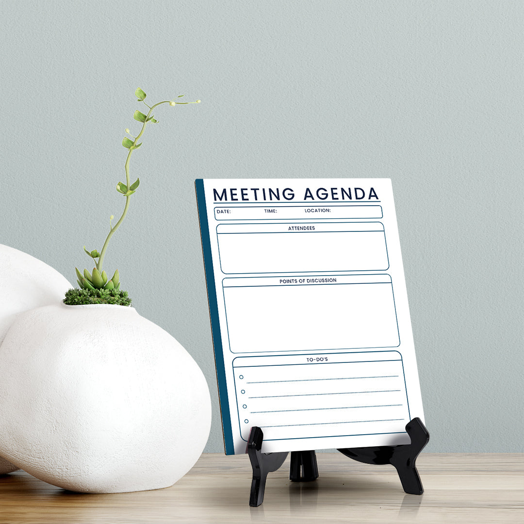 Meeting Agenda Dry Wipe Liquid Chalk Table Sign (6x8") Office And Home Reminders | Personal Schedule | No Pen Included